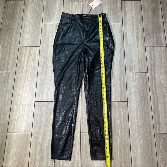 Missguided Black New With Tags Croc Faux Leather High Waisted Pants Size 8 - Picture 8 of 9